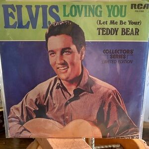 ELVIS Loving You Teddy Bear Vinyl Record Cover - Green & Blue Artwork